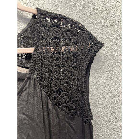 Soft Surroundings Women’s M Black Crochet Lace Trim Maxi Dress Boho Chic - Picture 5 of 7